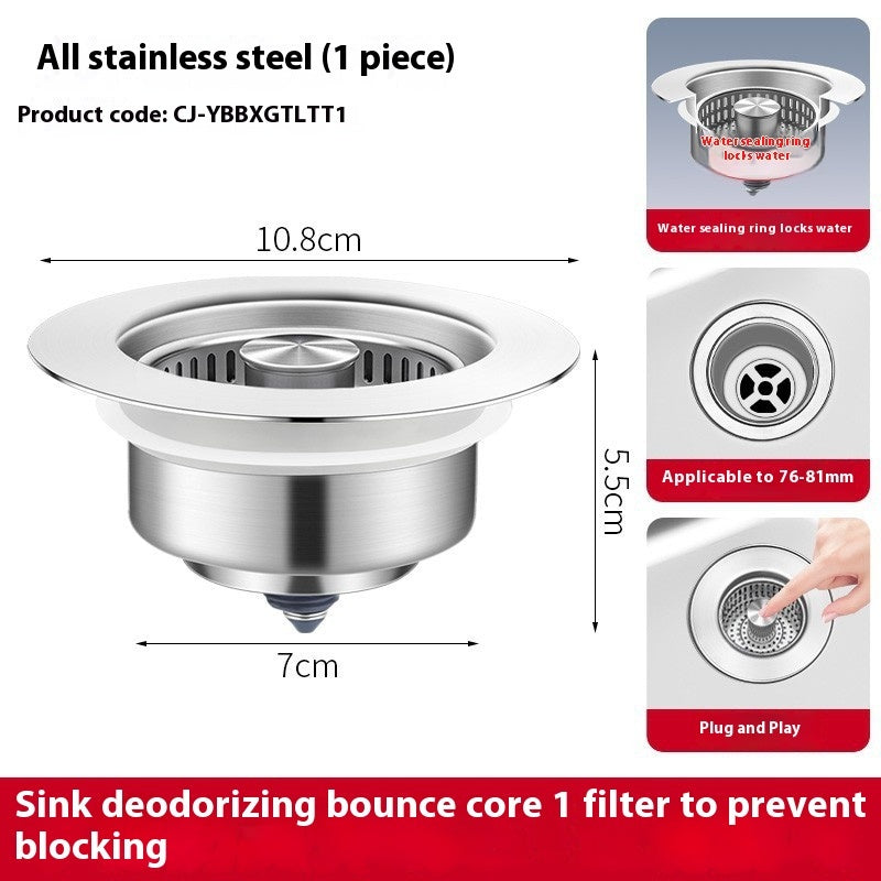 3-in-1 Stainless Steel Sink Drain Strainer