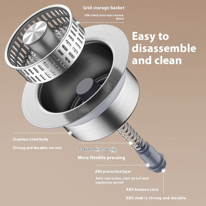 3-in-1 Stainless Steel Sink Drain Strainer